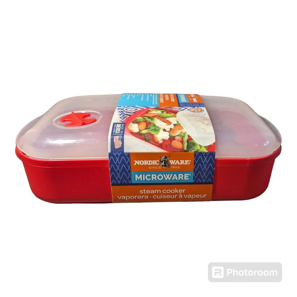 NORDIC WARE Microwave Steam Cooker Tray Vegetable Seafood 3 pieces Vented NEW